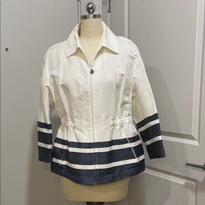 Akris Punto White and Navy Utility Jacket